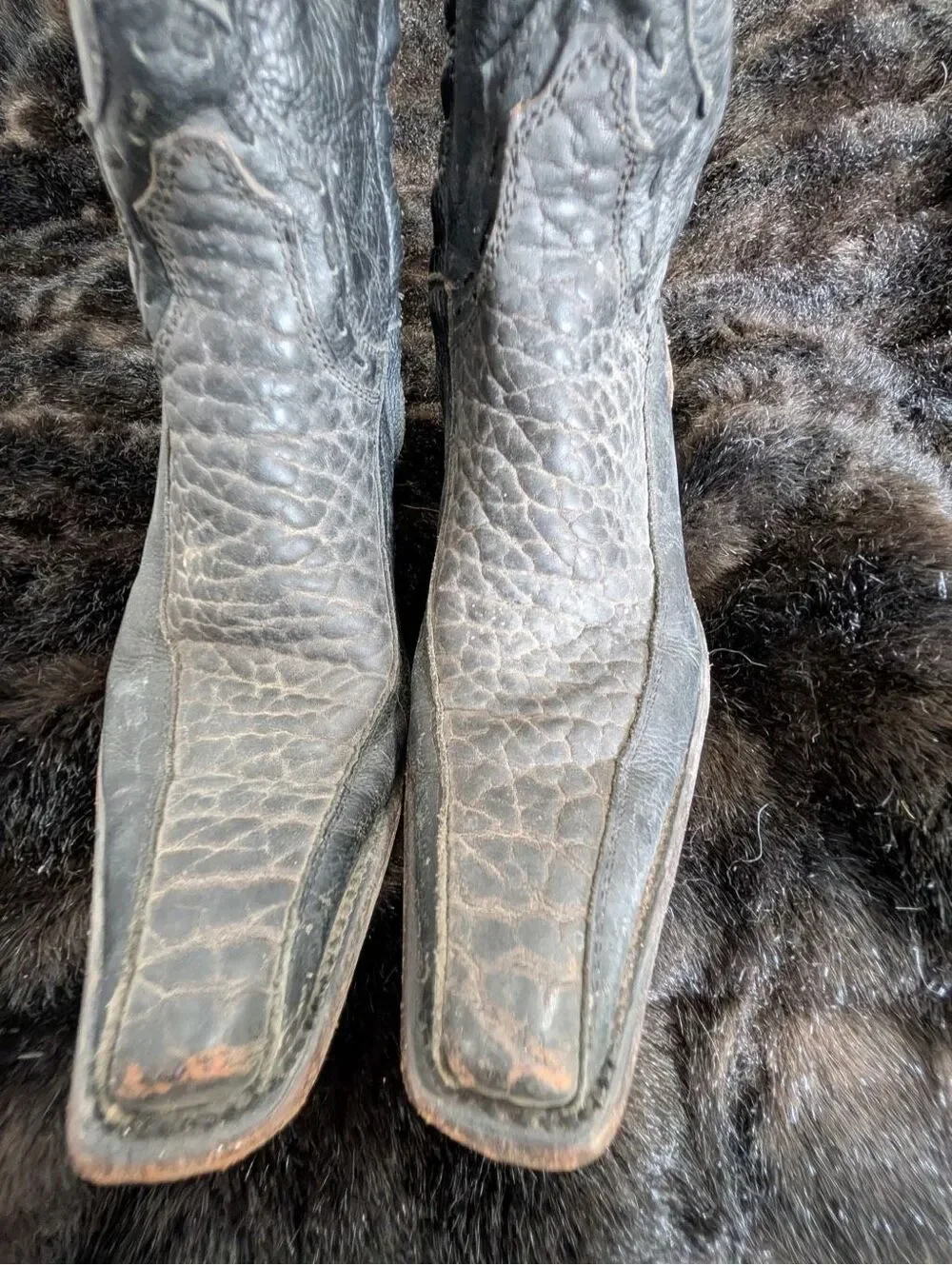 RUDEL THE NAVARRO BLACK FAUX SHARK COWBOY WESTERN BOOTS 7 EE